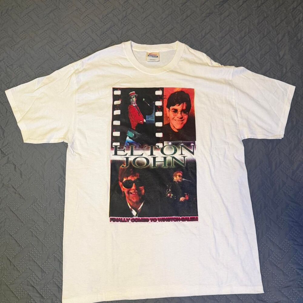Vintage 90s Elton John Music Graphic Tee Size Large Men's